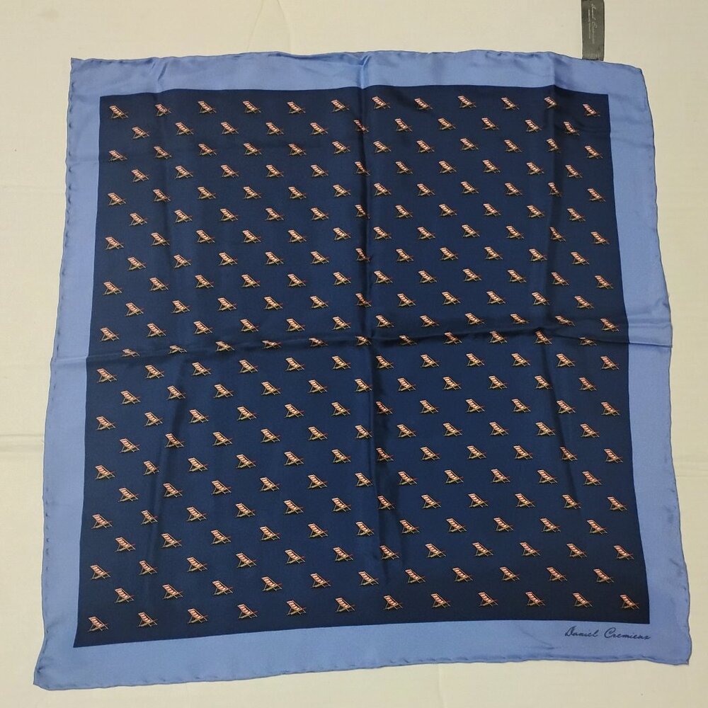 ❤️New DANIEL CREMIEUX Beach Chair Silk Pocket Square Scarf